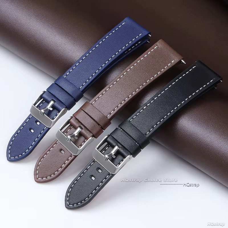 HQstrap Uhrenarmband Leder, 20mm 22mm, Schwarz Braun Blau, Unisex - Bild 3