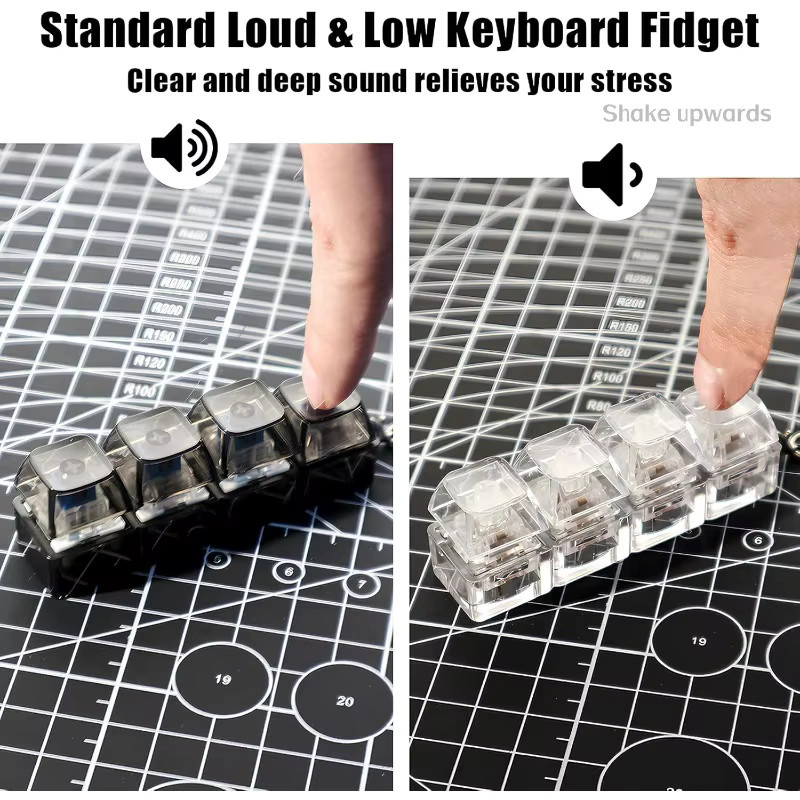 DUTRIEUX 4-in-1 Tastatur-Stressabbau-Schlüsselanhänger, transparentes Fidget-Spielzeug, Aluminiumlegierungs-Clip - Bild 4