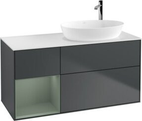 V&B Waschtischunterschrank Finion mit Wandbeleuchtung, Farbe Grau lackiert, Breite: 120 cm, Tiefe: 50,1 cm, Höhe: 50,1 cm - Bild 1