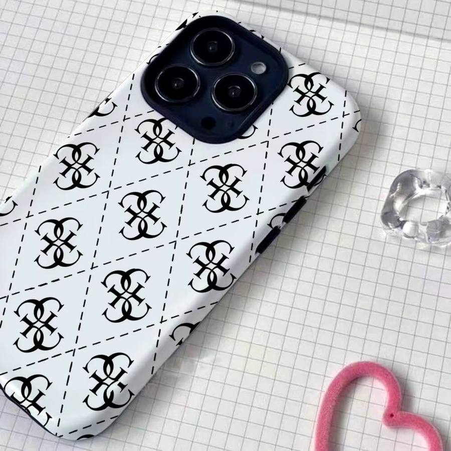 G-GUESSES Glänzende Handyhülle mit HD-Doppelschicht-Flüssigkeitsrückseite für iPhone 17 16 15 14 13 12 Pro Max Plus, Farbe: Weiß - Bild 5