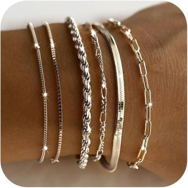 Schmuckset Silberarmbänder, 925 Silber, Damen, 16,5 cm - Bild 1