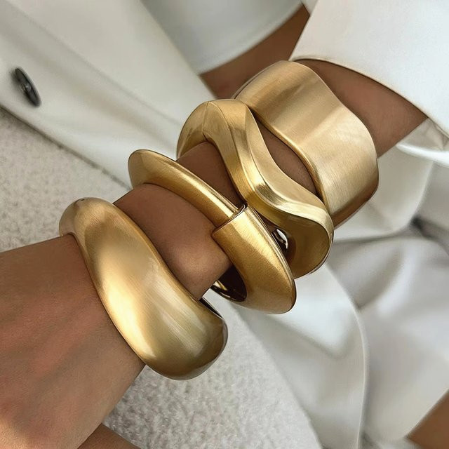 HUANZHI Armreifen, Gold, Vintage, Damen - Bild 1