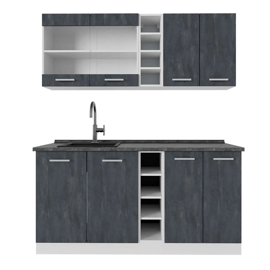 Vicco Singleküche R-Line Breite: 160 cm, Farbe: Schwarz Beton, Weiß, Anthrazit - Bild 2