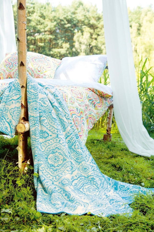 Ibena Jacquard Kuscheldecke Valence Ornament in Petrol mit B/B/H: 150 x 200 cm - Bild 1