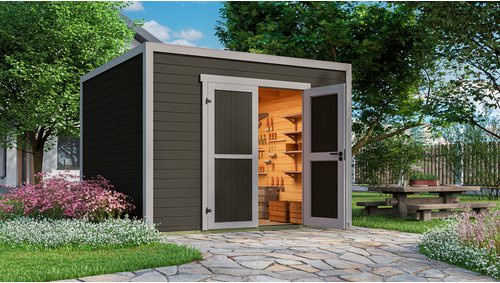 Weka Gartenhaus Batu 3 Log Cabin mit Flachdach in Grau, B/T: 300 x 300 cm - Bild 3