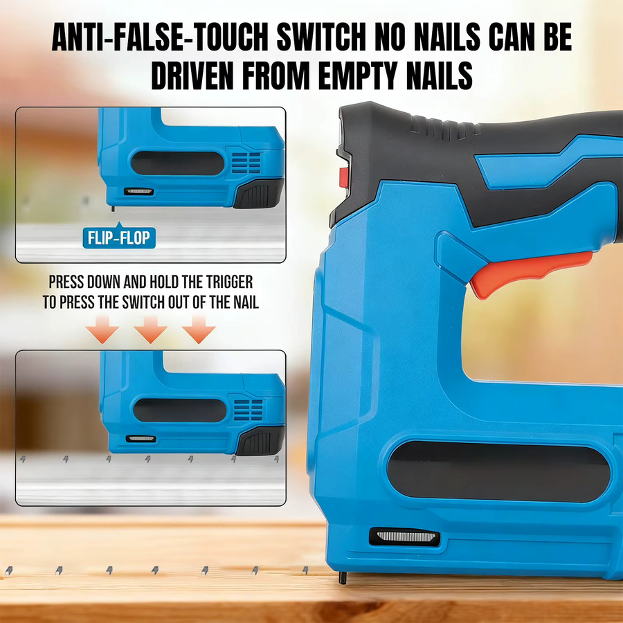 Betuyoo 2-in-1 Elektrische Heftpistole und Nagelpistole, Kabellos, Blau, USB-aufladbar mit 2000 Heftklammern - Bild 2