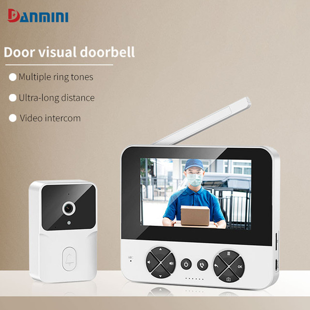 DANMINI Video-Türklingel mit 4,3-Zoll-Display, Zwei-Wege-Audio und Infrarot-Nachtsicht für Innen- und Außenbereich in Schwarz oder Weiß - Bild 1