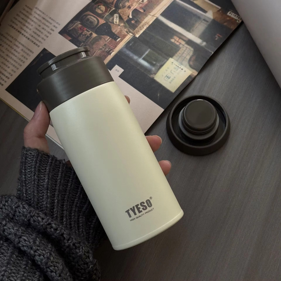 Tyeso Thermoskanne aus Edelstahl in Beige mit 500 ml Volumen und mattem Design - Bild 3