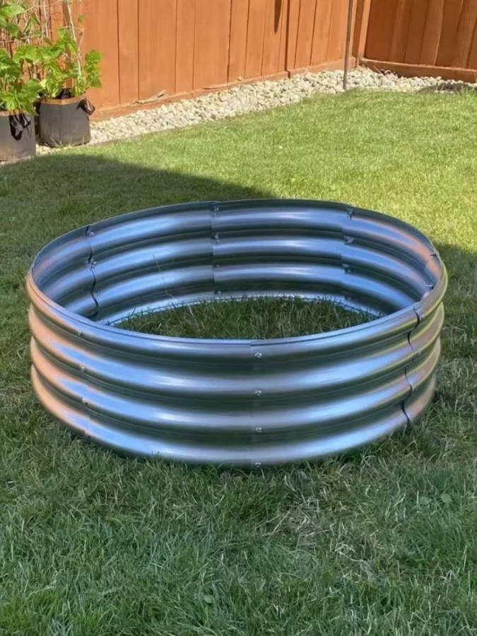 Land Guard erhöhtes Gartenbeet aus verzinktem Metall, ovales Pflanzkasten-Set in Silber für Gemüse, Kräuter und Blumen - Bild 7