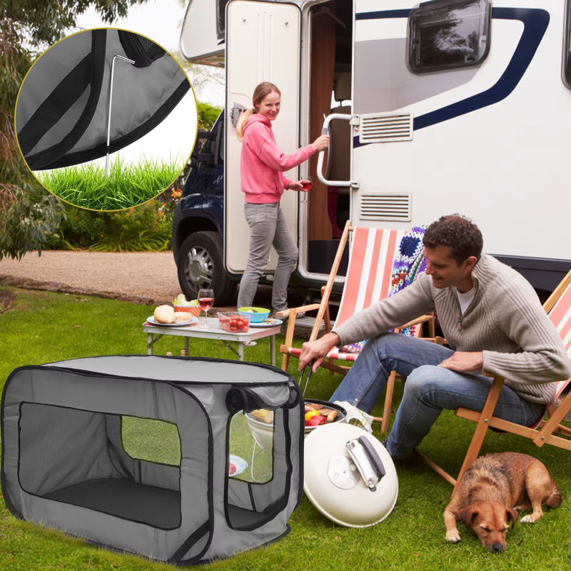 Willstar Tragbare Hundehütte in Grau, faltbares Pop-Up Hundezelt für drinnen und draußen - Bild 4