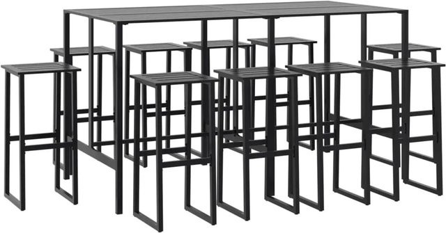 vidaXL 11-tlg Gartenbar-Set Schwarz aus pulverbeschichtetem Stahl - Bild 1