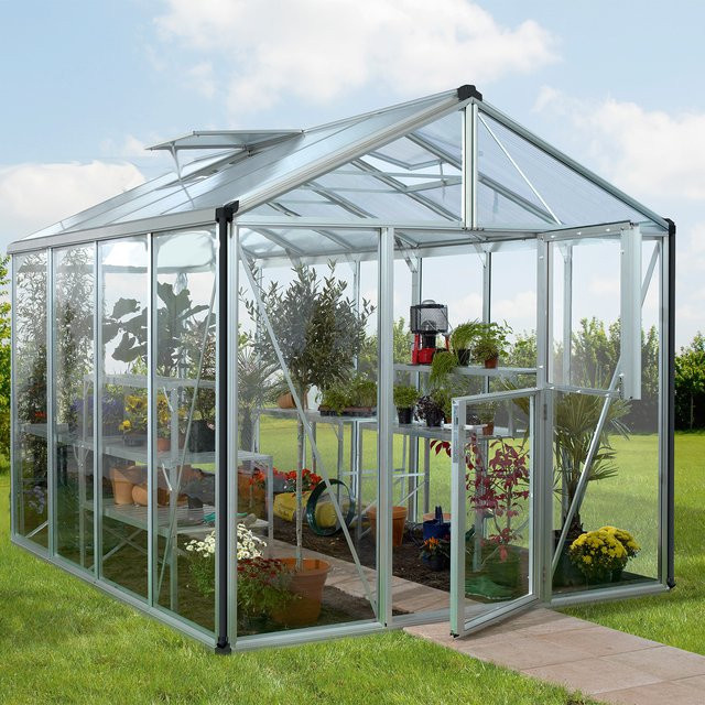 Vitavia Gewächshaus Zeus mit 8,1 m² Fläche, silberfarbenes Aluminium und Polycarbonat-Verglasung - Bild 1