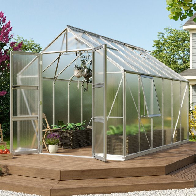 Vitavia Gewächshaus Olymp 9900 aus Aluminium in Silber mit Polycarbonat-Verglasung, B: 257 cm, T: 387 cm, H: 254 cm - Bild 1