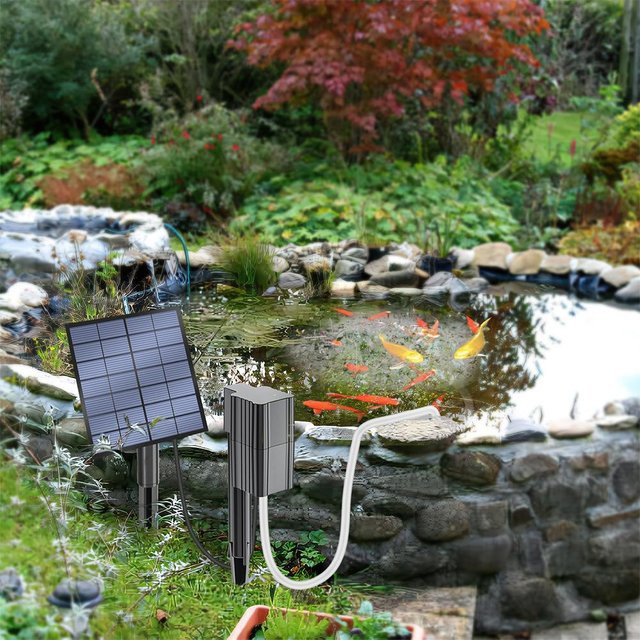 Bea-Decoration Solar Teichbelüfter Schwarz mit Sprudelstein 2,5W 7V für Teich, Hydroponik und Aquarien - Bild 1
