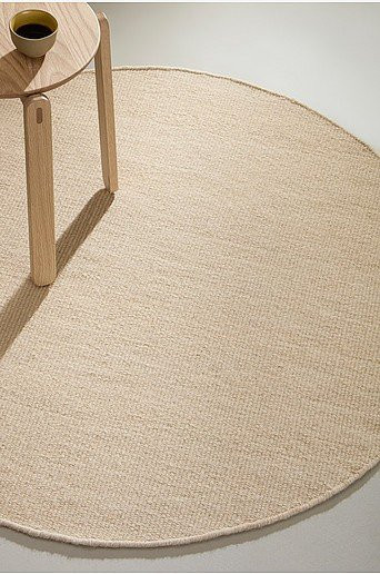ROW runder Wollteppich in Beige, handgeknüpft, modern und rutschfest - Bild 1
