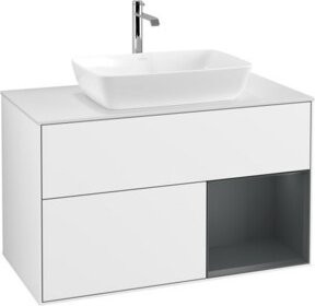 V&B Waschtischunterschrank Finion 100 mit Wandbeleuchtung in Weiß lackiert, B/T/H: 100 x 50,1 x 50,1 cm - Bild 1
