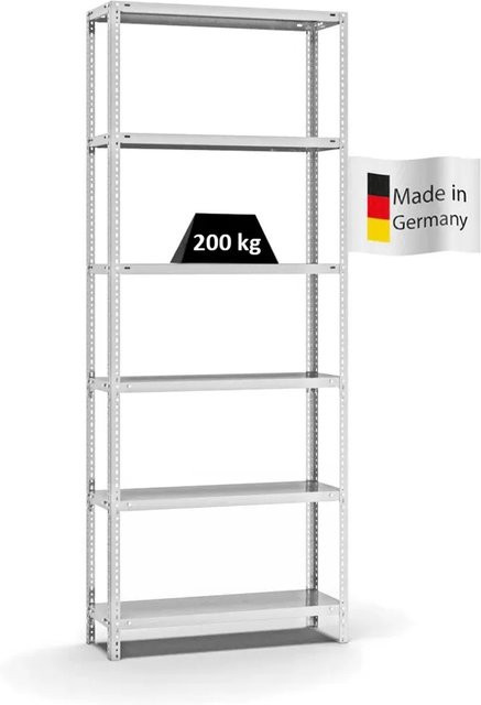 PROREGAL Fachbodenregal Medium-Duty mit 6 Ebenen, Lichtgrau, H x B x T: 250 x 100 x 30 cm - Bild 1