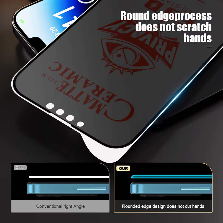 3er-Set Matte Keramik-Displayschutzfolie mit Privatsphäre-Funktion für Apple iPhone 11 bis iPhone 17 Pro Max Plus Mini SE XS XR - Bild 3
