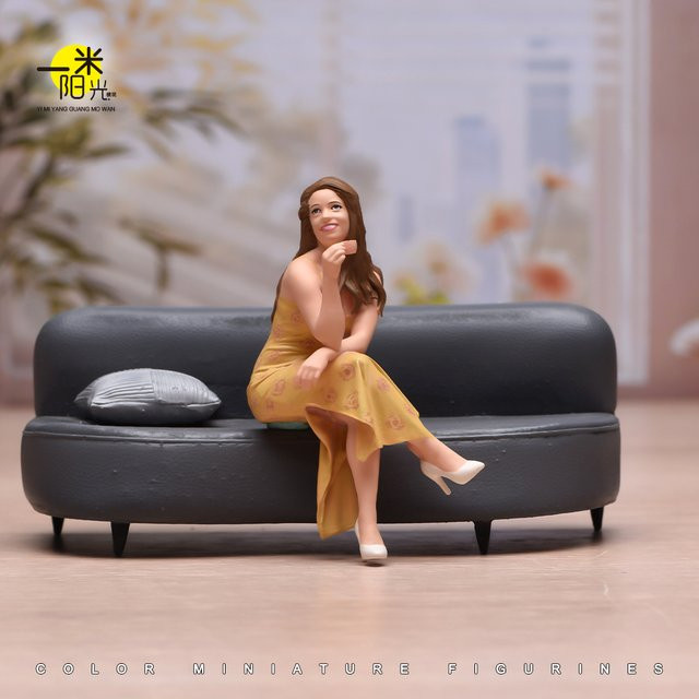 MAK Handbemalte Diorama-Modell Figur Langhaarige Schönheit beim Kaffeetrinken für Miniatur-Szenen und Ausstellungsstücke - Bild 1