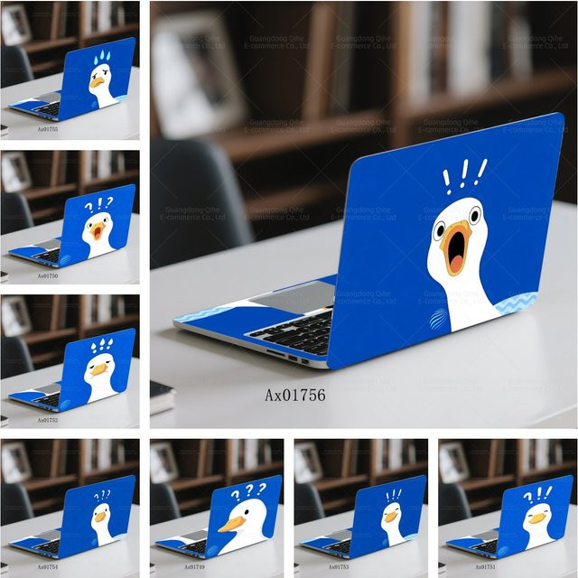 2er-Set selbstklebende Laptop-Schutzhüllen mit Cartoon-Enten-Design für MacBook Air in Blau - Bild 1
