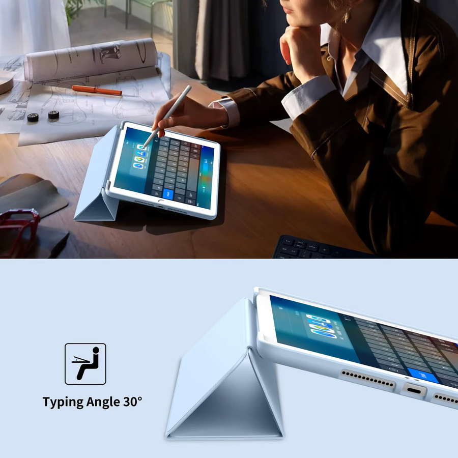 Zair Magnetisches Smart Cover für iPad 10.2 (7., 8. und 9. Generation) mit Auto Wake/Sleep Funktion und weicher Silikonhülle in Schwarz oder Blau - Bild 3