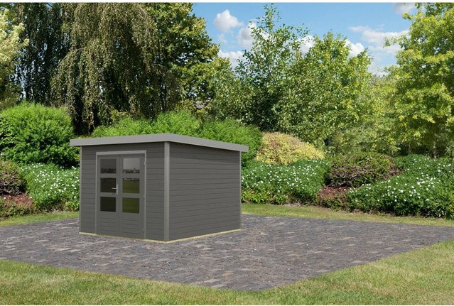 Karibu Gartenhaus Domingo B aus Holz in Terragrau/Grau, B/T/H: 218,5 x 270 x 270 cm - Bild 1