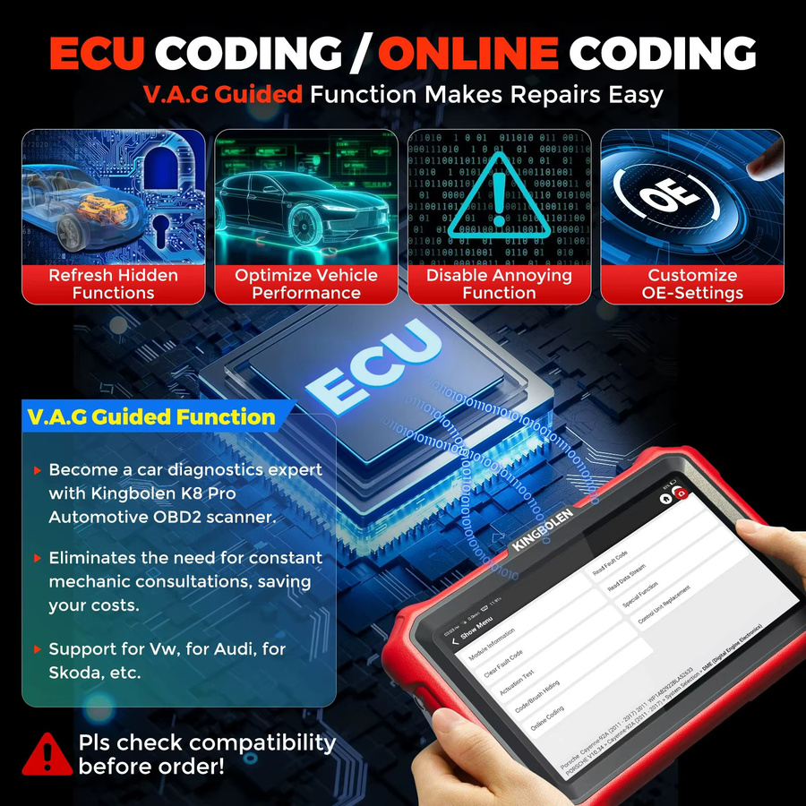 KINGBOLEN K8 PRO Diagnosegerät für deutsche Fahrzeuge mit ECU-Codierung, bidirektionalem Test und OBD-Scanner - Bild 2