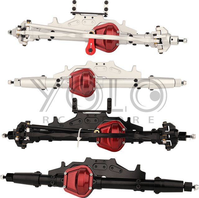 Axial Wraith 90018 RR10, Komplette Vorder- und Hinterachse, CNC-Aluminium, Rot, Schwarz, Metall, Upgrade-Teile - Bild 1