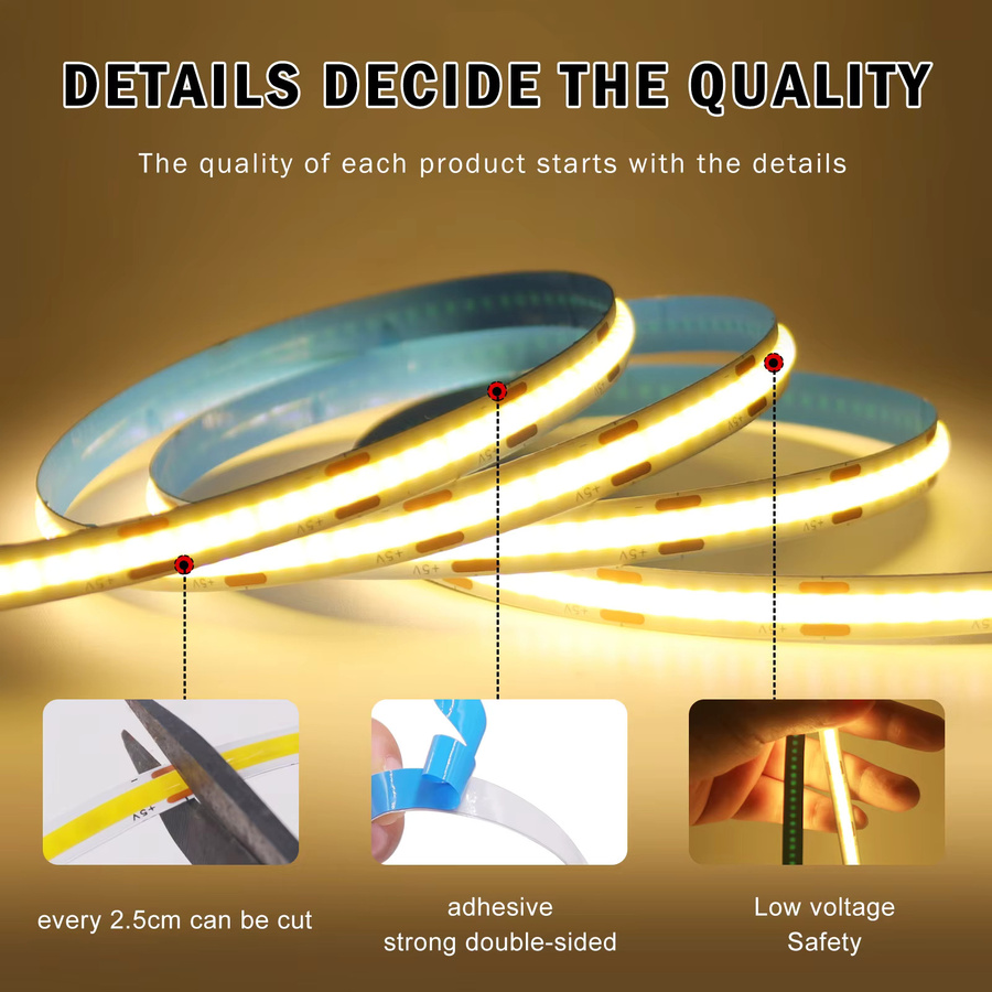 HEGEHE Dimmbarer USB COB LED-Streifen für TV-Hintergrundbeleuchtung, Multicolour - Bild 5