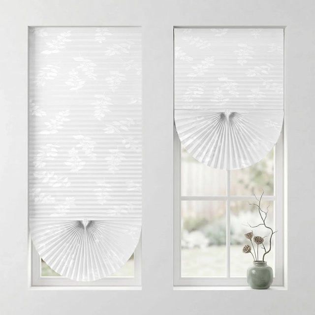 Sekey Klebefix Plissee 2er Set ohne Bohren Weiß mit Muster B: 70 cm, H: 130 cm - Bild 1