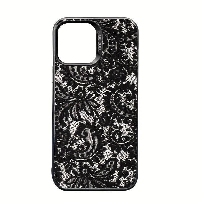 IMD Handyhülle mit Spitzenmuster für Apple iPhone 17, 16, 15 Serien in Schwarz - Bild 3
