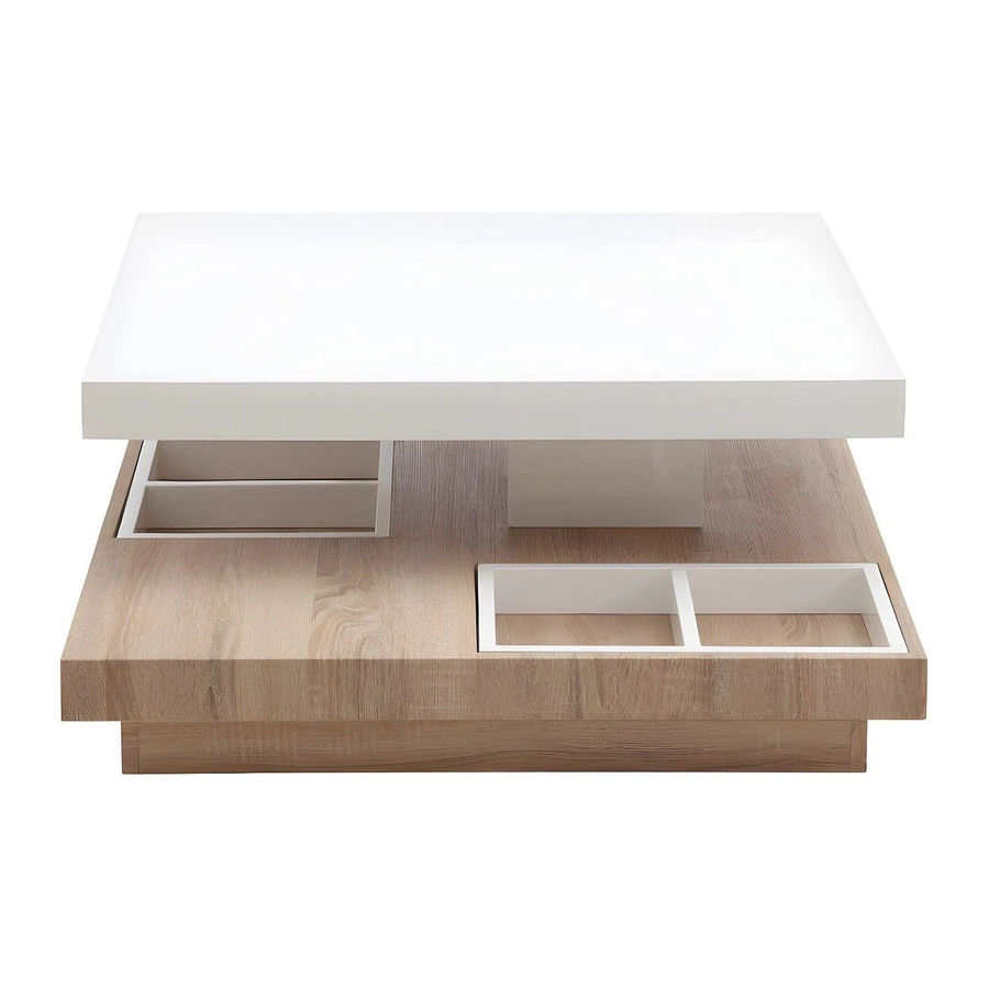 Vente-unique Couchtisch Fausto in Weiß und Natur mit drehbarer Platte, Breite: 80 cm - Bild 2
