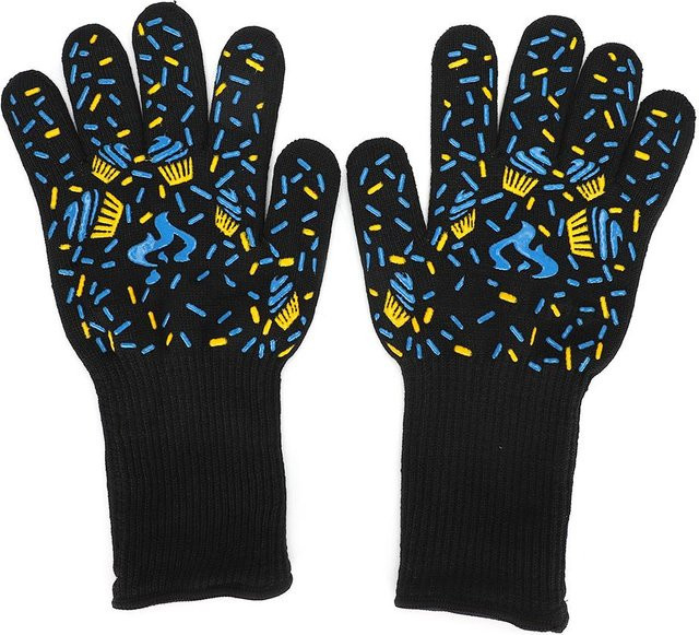 Neoglint Hitzebeständige Handschuhe in Schwarz, flammhemmend, rutschfest und wasserdicht bis 800 Grad C für BBQ und Mikrowellenofen - Bild 1