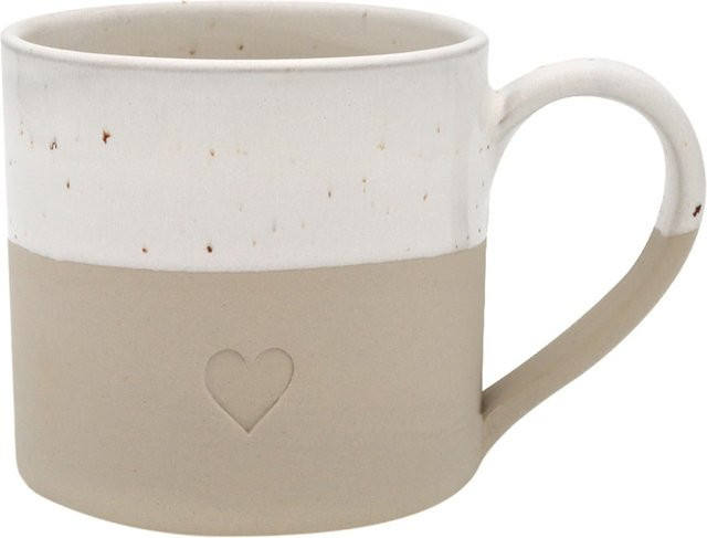 Eulenschnitt Große Tasse Herz aus Keramik in Weiß - Bild 1