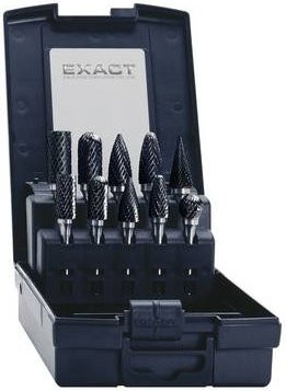 Exact 2109758 Frässtift Set aus Hartmetall, 10-teilig, Schaftdurchmesser 6 mm, Schwarz - Bild 1