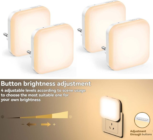 Ouelico LED-Nachtlicht in Weiß, dimmbares Plug-in Nachtlicht mit Dämmerungssensor und warmweißem Licht, quadratisch und verstellbar - Bild 1