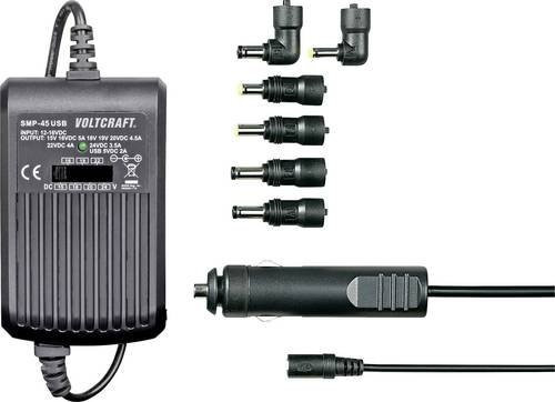 VOLTCRAFT SMP-45 USB Notebook-Netzteil 45W in Schwarz mit USB-A und USB-C Anschlüssen - Bild 1