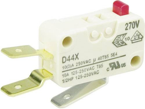 ZF Mikroschalter D449-V3AA, 250 V/AC, 10A, 1 x Ein/(Ein) tastend, Weiß - Bild 1