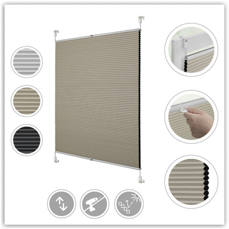 Lichtblick Thermo-Plissee Klemmfix in Beige, B: 75 cm, H: 130 cm - Bild 3