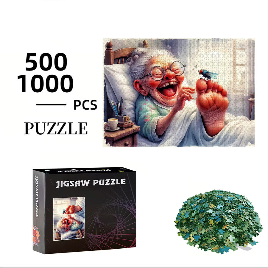 AZNM Puzzle Dame im Bett mit Hausfensterszene, Bunt / Mehrfarbig - Bild 2