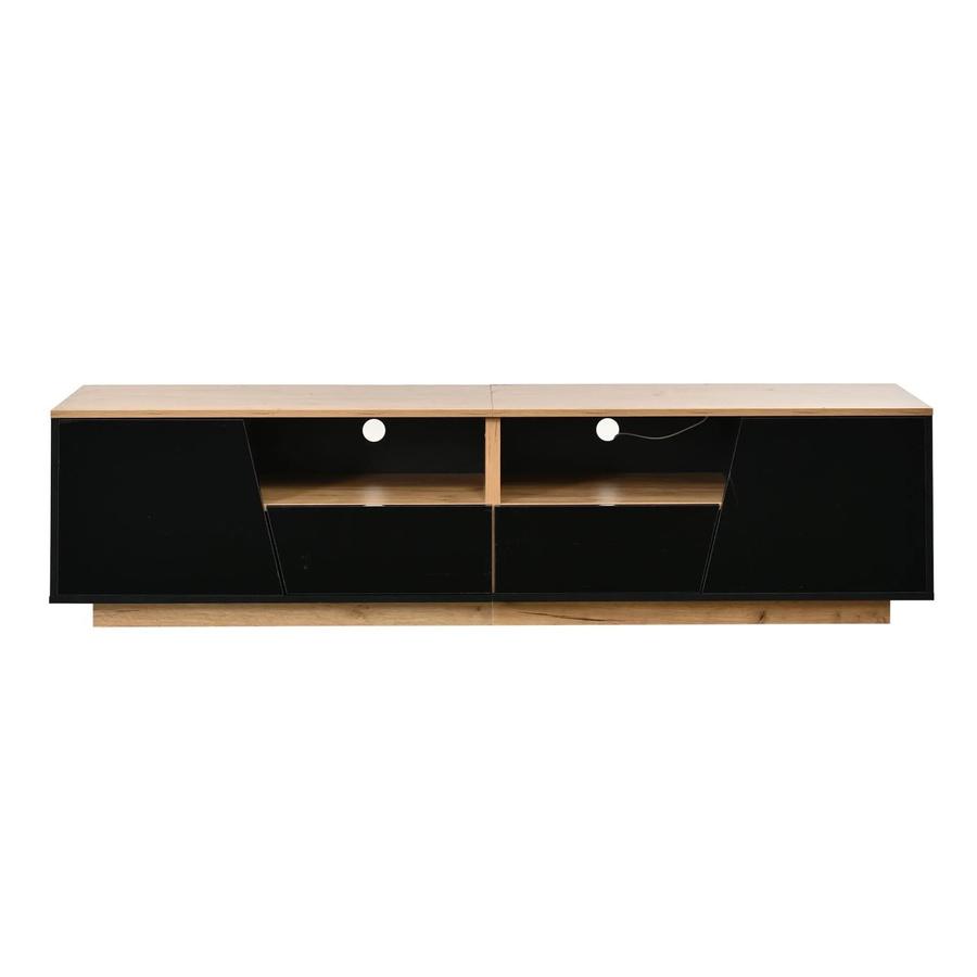Merax TV-Lowboard in Schwarz und Braun mit LED-Beleuchtung und Hochglanz-Finish, B/T/H: 180 x 40 x 46 cm - Bild 2