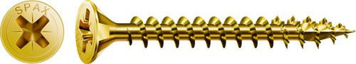 Spax Senkkopf Universalschraube für Holz, Pozidriv, Stahl, Gold, Durchmesser: 3,5 mm, Länge: 35 mm - Bild 1