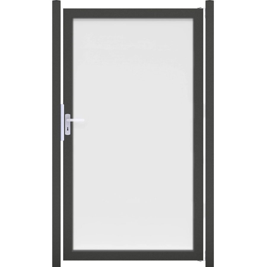 GroJaAmbiente Aluminium-Einzeltor mit satiniertem Glas und Rahmen in DB703 - Bild 2