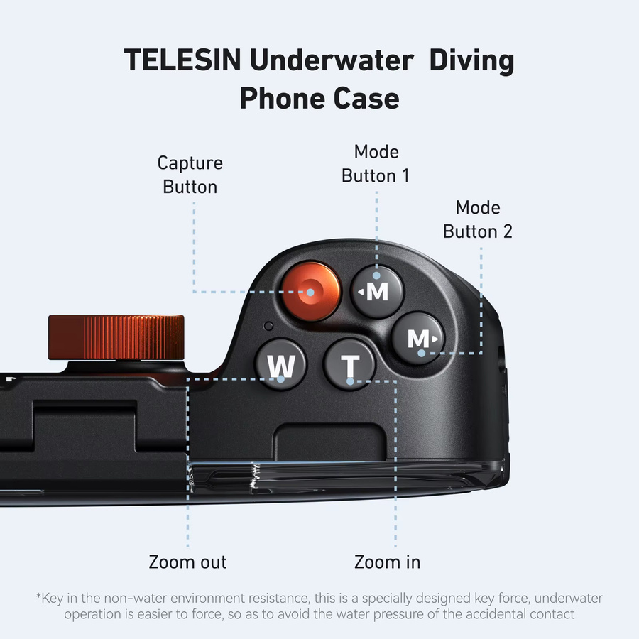 TELESIN Universelles Unterwasser-Tauchgehäuse für Smartphones mit Griff, Schwarz - Bild 5
