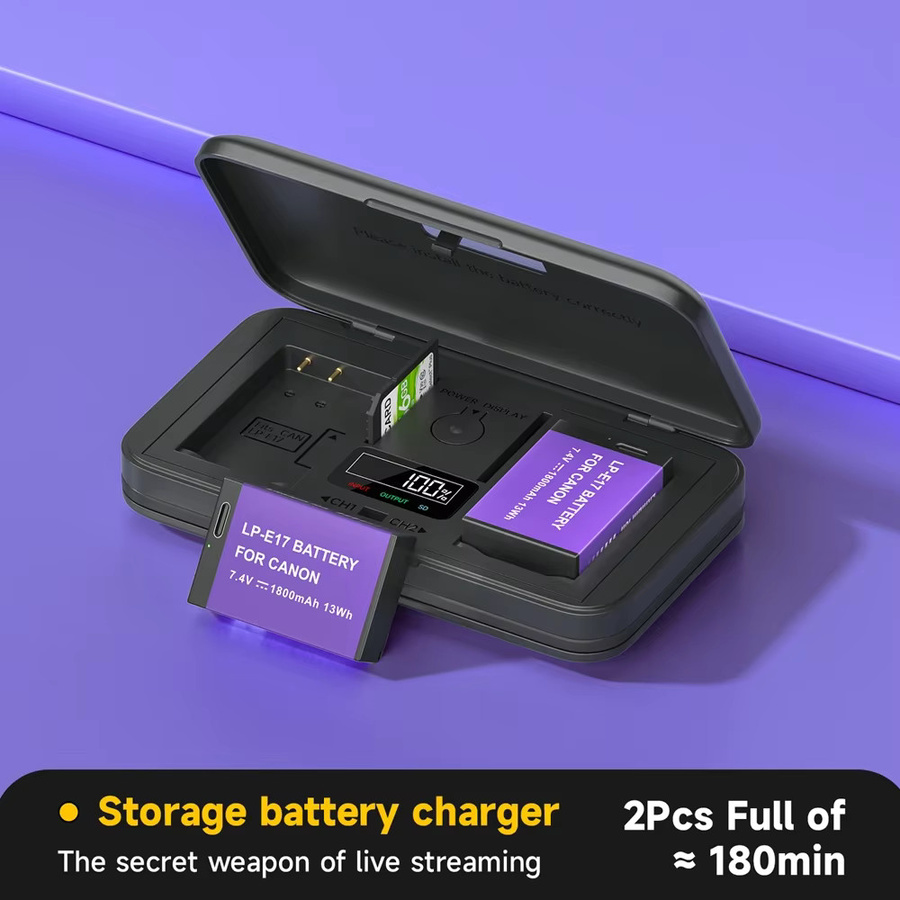 2 Stück LP-E17 Akku mit USB Typ C Anschluss für Canon EOS RP 200 250D M3 M5 M6 750D 760D T6i T6s 800D 8000D 77D Kiss X8i, 1800mAh - Bild 2