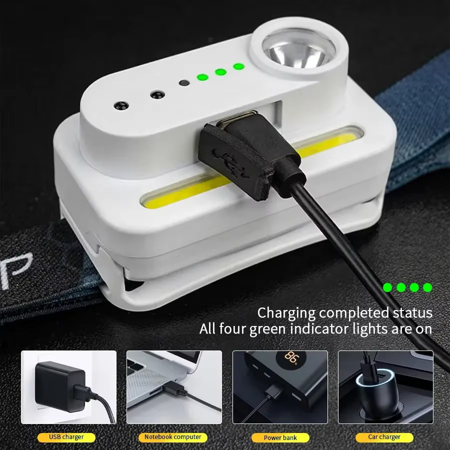 Wiederaufladbare GGBEE LED-Stirnlampe mit Bewegungsmelder und COB-Scheinwerfer, wasserdicht für Outdoor, Camping und Sport - Bild 5