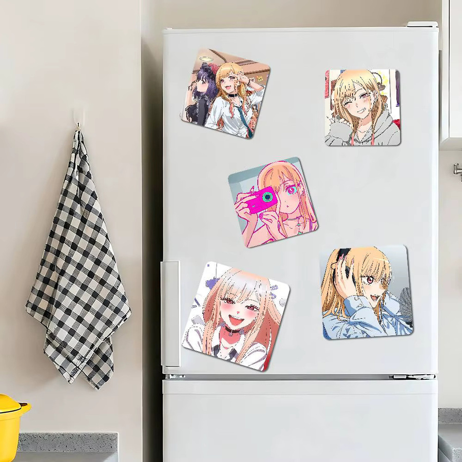 Anime My Dress Up Darling Kühlschrankmagnet, kreativer magnetischer Aufkleber in Multicolour, quadratisch - Bild 2