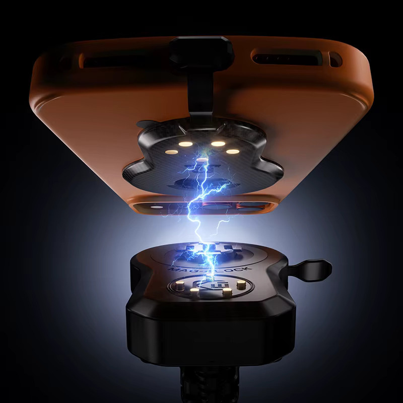 Kewig Magnetische 45W Schnell-Ladehalterung für Motorrad und E-Bike in Schwarz mit USB-C Pad und 4-fach Verriegelung, Wasserdichte Lenker-Handyhalterung - Bild 4