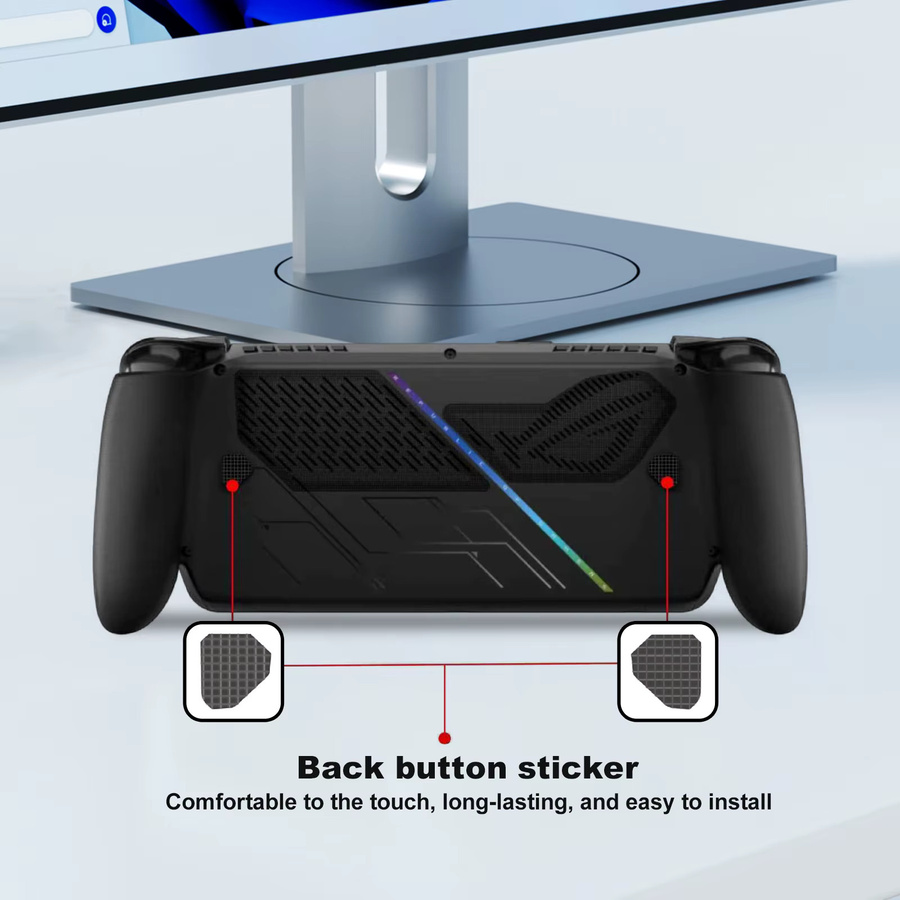 LAIMANEI 14-in-1 Vollschutz-Set für ROG Ally/X in Schwarz mit Panel-Aufkleber und Silikon-Joystick-Kappen - Bild 4