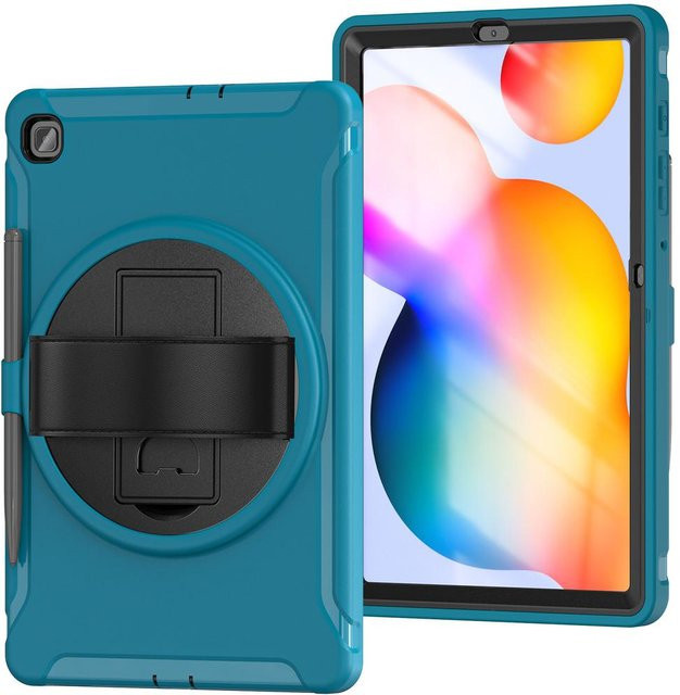 Stoßfeste Samsung Galaxy Tab S6 Lite Schutzhülle aus PC und TPU mit drehbarem Ständer in Blau - Bild 1